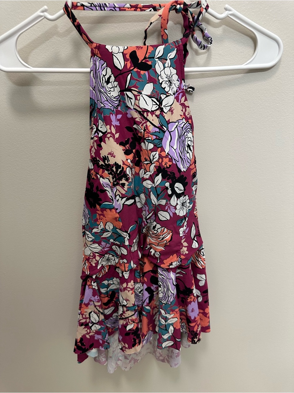 Floral Halter Swim Tankini - Magenta Multi